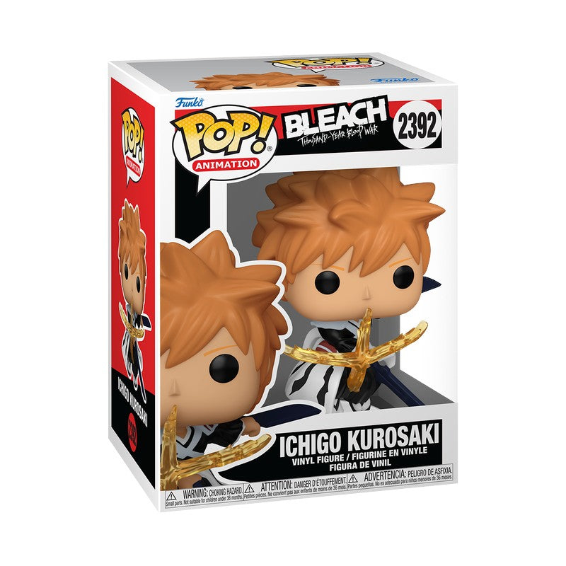Funko Pop! Ichigo Kurosaki figure packaging from Bleach on a white background
