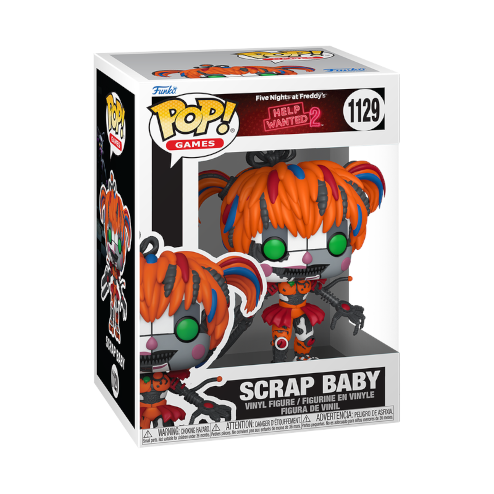Funko Pop! vinyl figure packaging of Scrap Baby from Five Nights at Freddy's