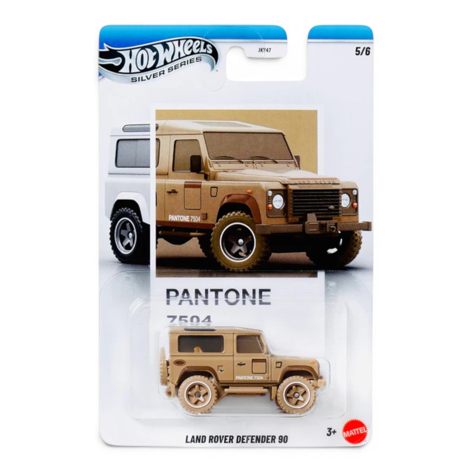 Hot Wheels Pantone Land Rover Defender 90 collectible car in original packaging at Pop Us Collectibles
