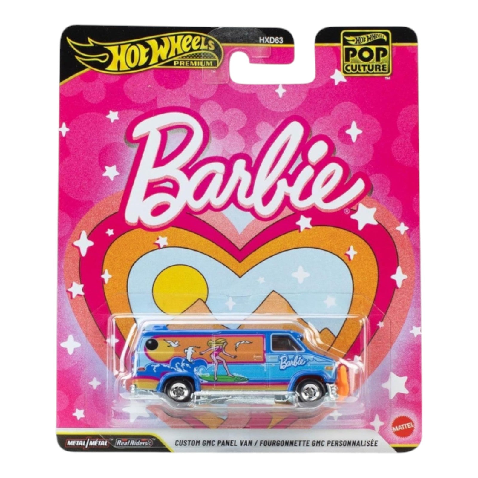 Hot Wheels Premium Pop Culture Barbie Custom GMC Panel Van die-cast collectible on card