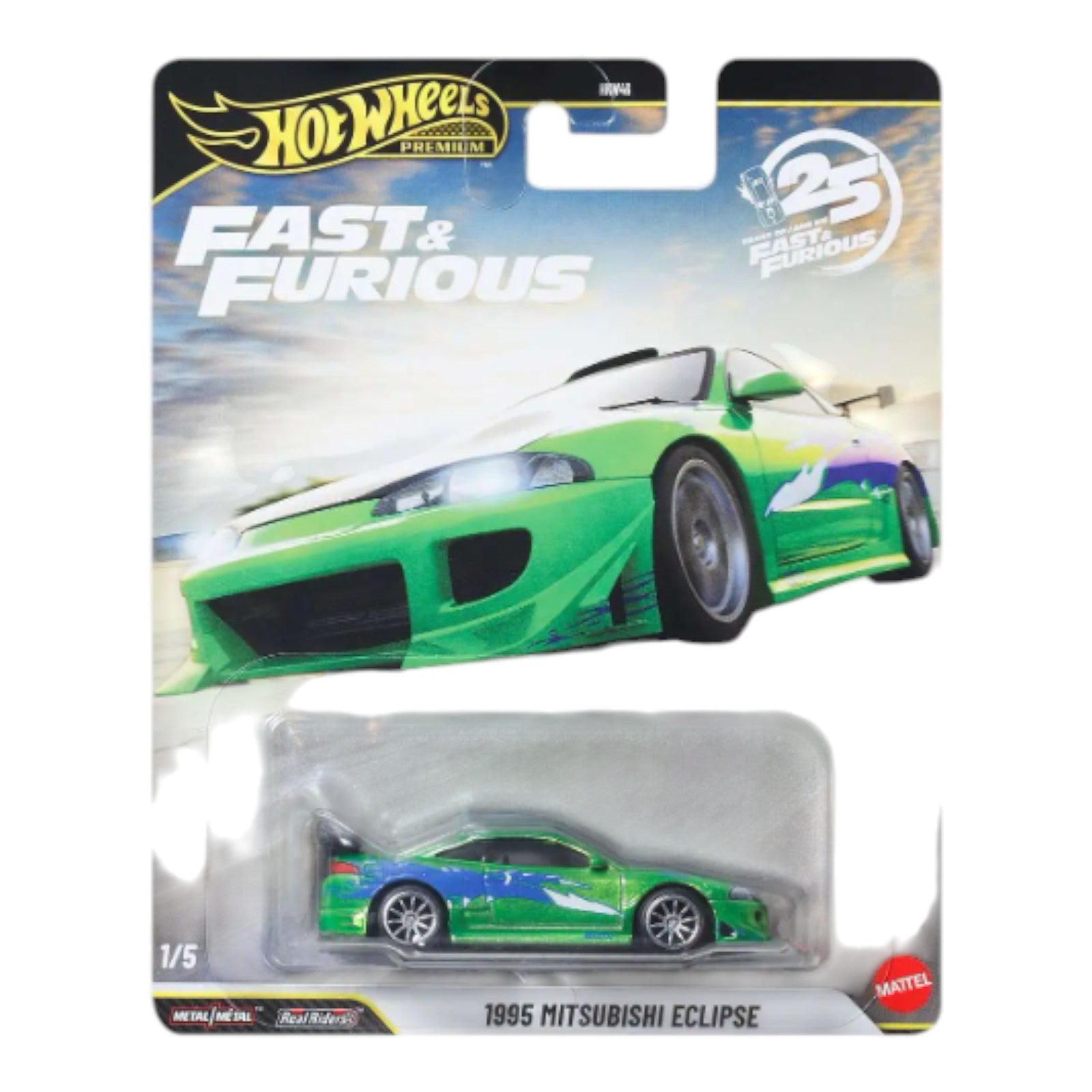 Hot Wheels Premium Fast & Furious 1995 Mitsubishi Eclipse green 1:64 die-cast car on card