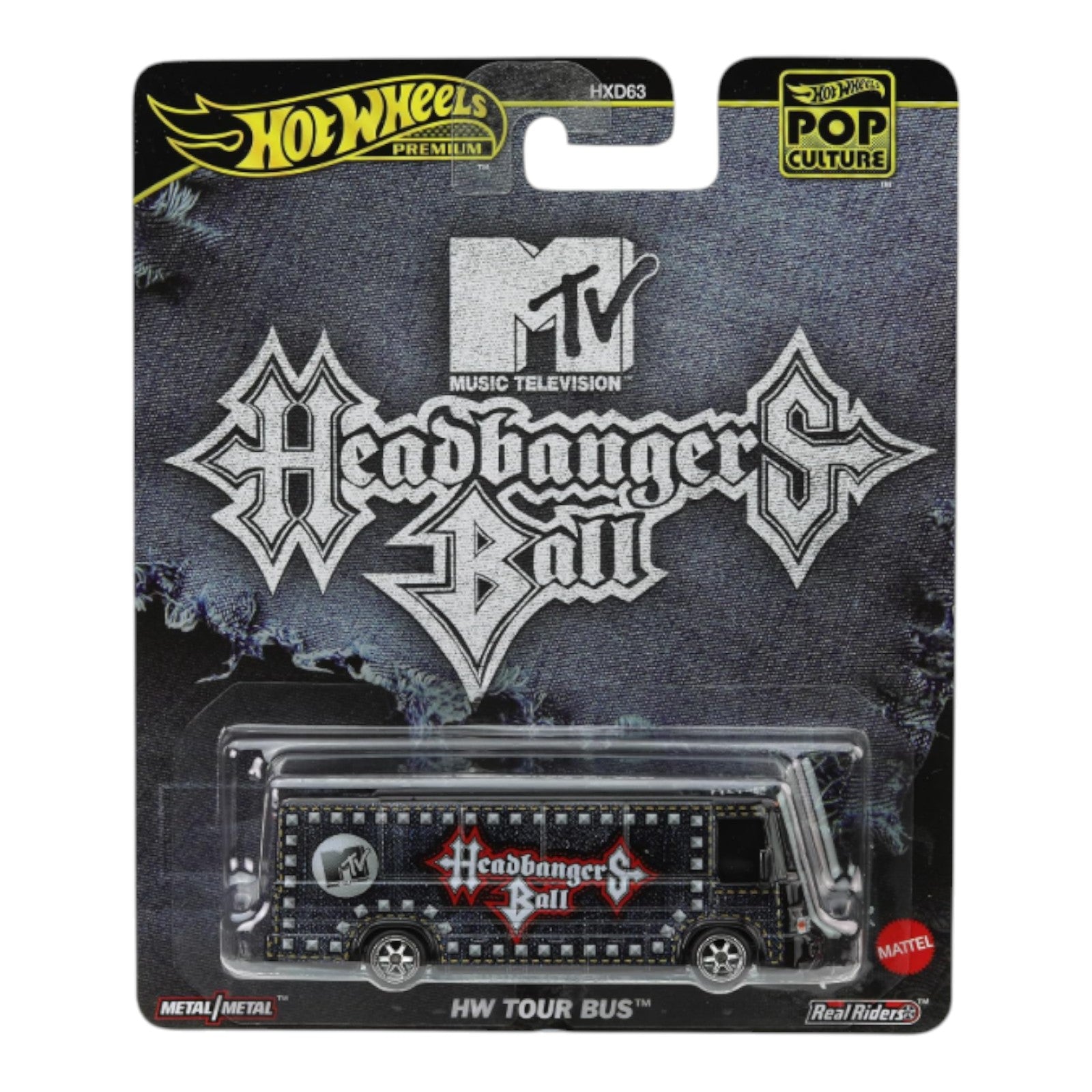 Hot Wheels Premium Pop Culture MTV Headbangers Ball HW Tour Bus die-cast collectible with Real Riders