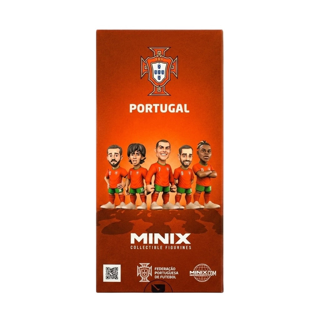 Packaging of Minix collectible figurines with Portugal branding on an orange background