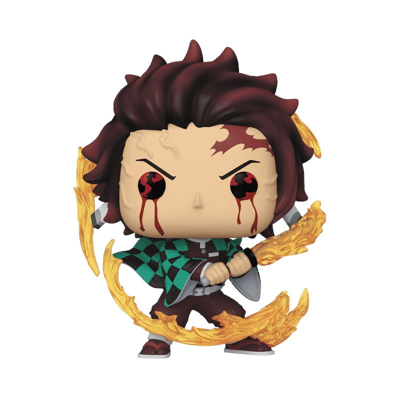 Funko Pop! vinyl figure with red hair and a weapon on a white background
