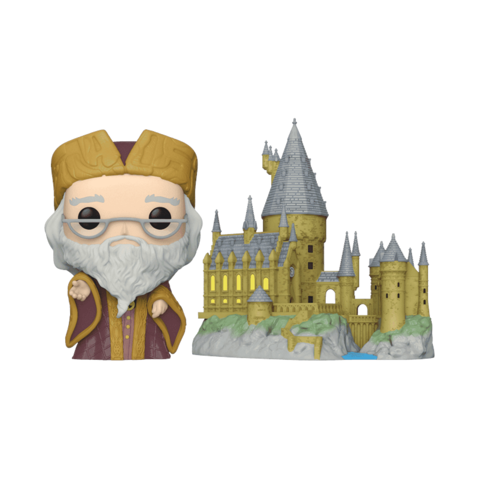 Funko Pop!! Harry Potter: Town Albus Dumbledore with Hogwarts #27 product packaging view at Pop Us Collectibles