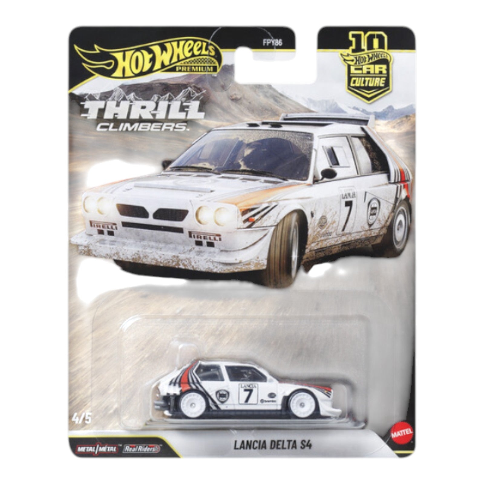 Hot Wheels Premium Car Culture Thrill Climbers Lancia Delta S4 rally 1:64 die-cast car on card