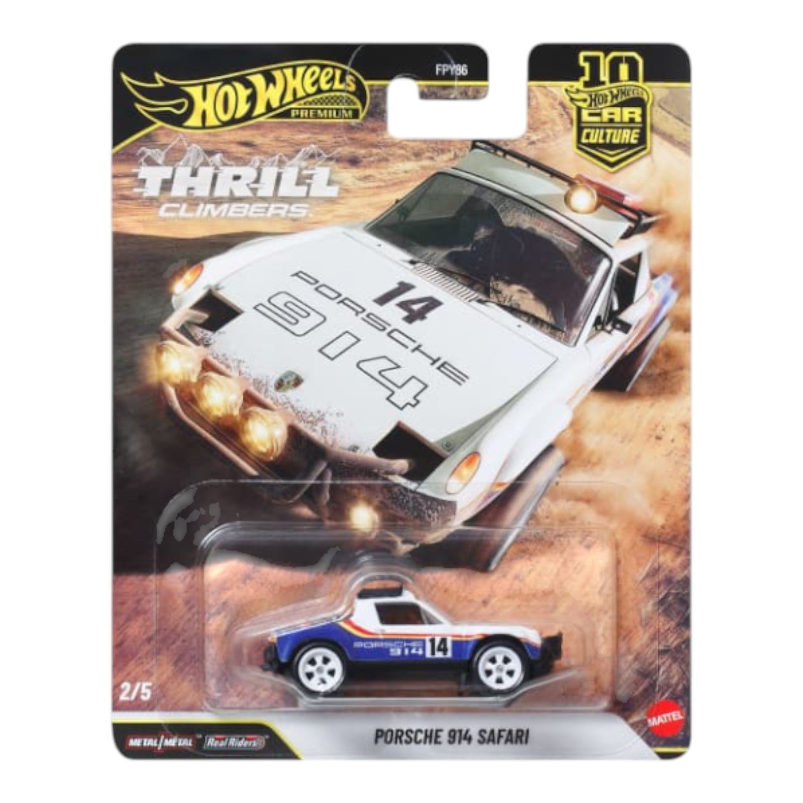 Hot Wheels Premium Car Culture Thrill Climbers Porsche 914 Safari rally 1:64 die-cast car on card