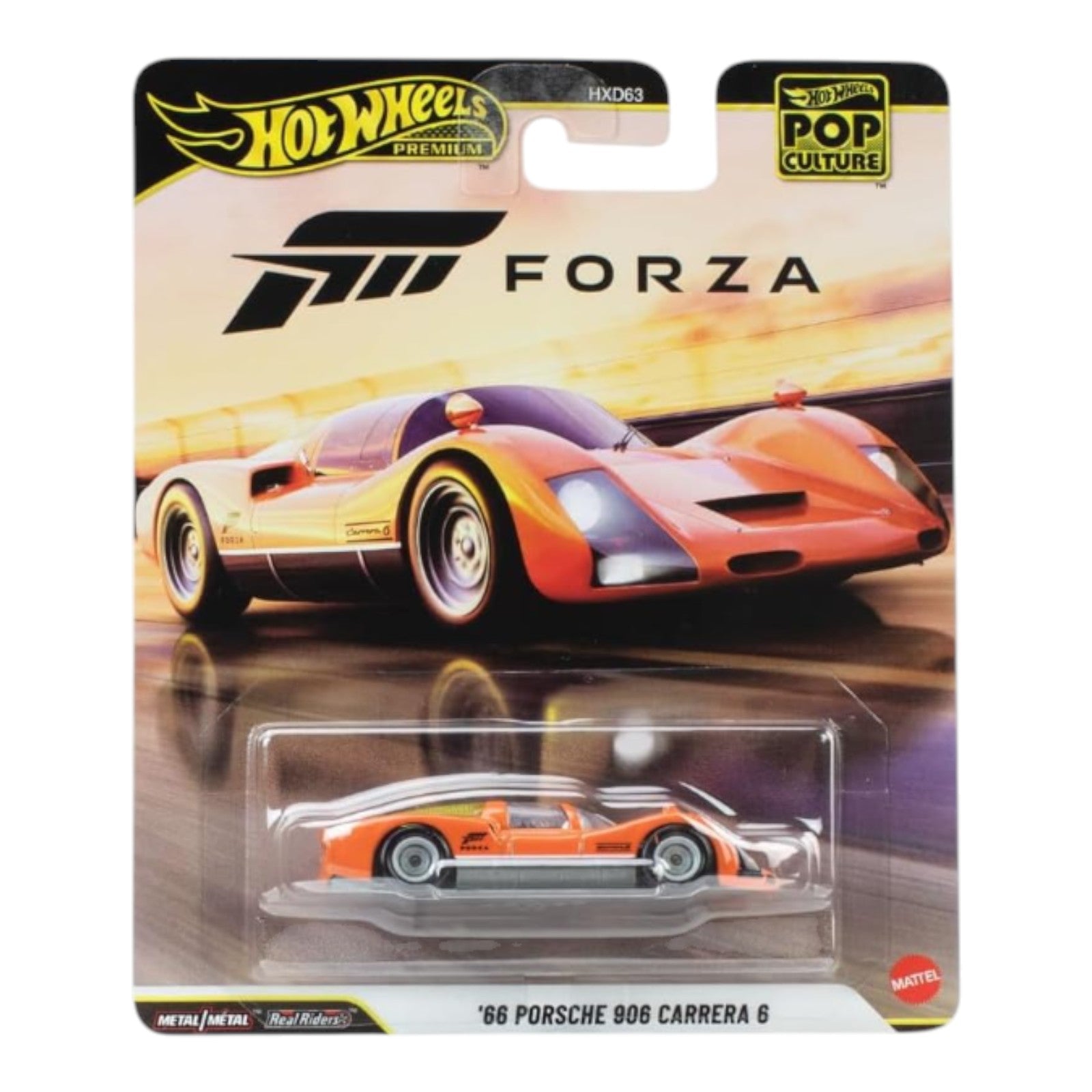 Hot Wheels Premium Forza 1966 Porsche 906 Carrera 6 orange 1:64 die-cast car on card