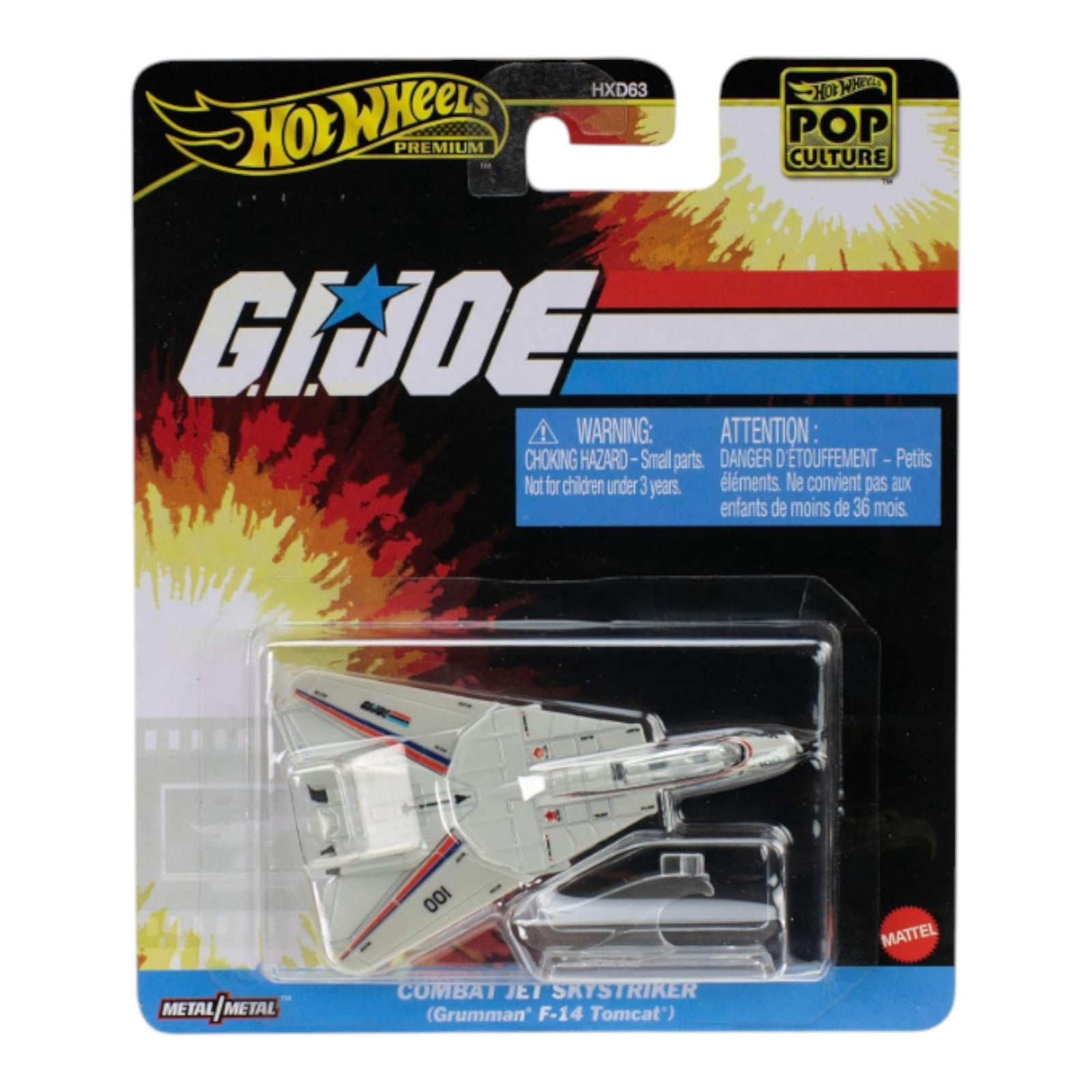 Hot Wheels Premium Pop Culture G.I. Joe Combat Jet Skystriker Grumman F-14 Tomcat die-cast aircraft on card