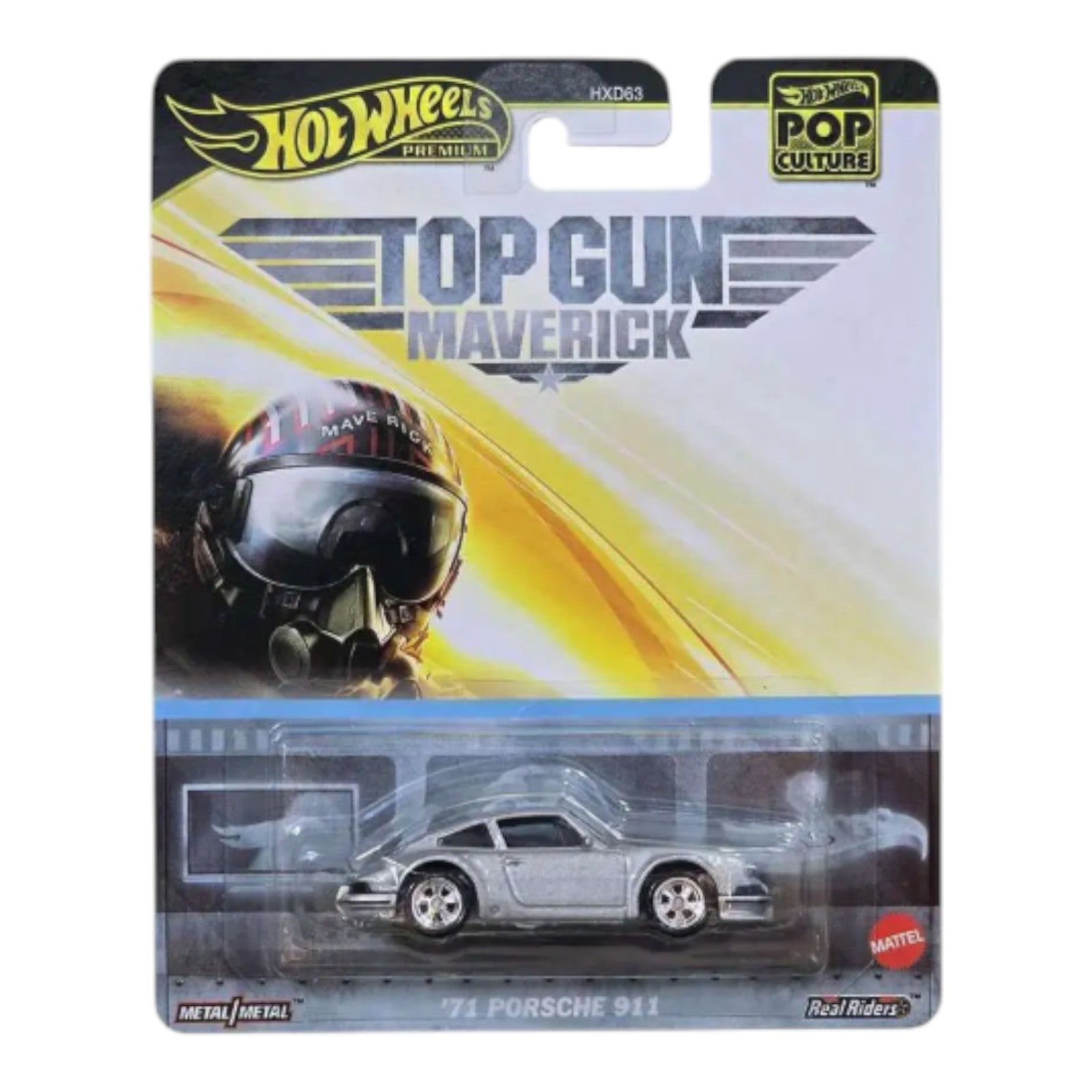 Hot Wheels Premium Pop Culture Top Gun Maverick 1971 Porsche 911 die-cast car on card