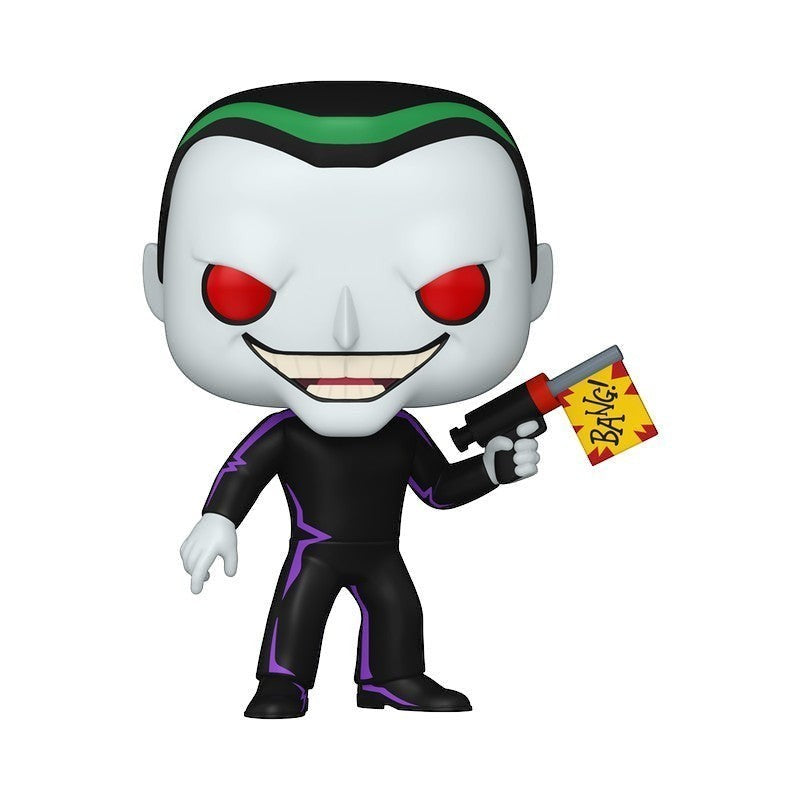 Boneco Funko Pop! The Joker #628 da Pop Us com arma de brinquedo BANG! e detalhes em roxo e verde
